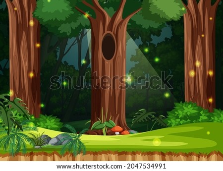 Enchanted forest landscape background illustration