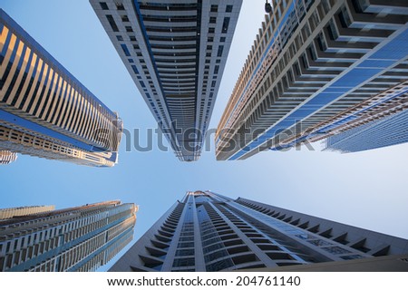 office skyscrapers on blue sky background