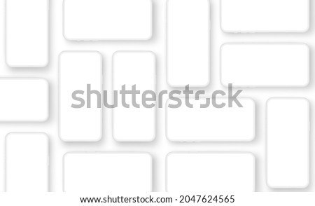 White Clay Smartphones with Blank Screens for App Design Presentation. Vector Illustration
