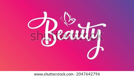 Smooth and bold handwritten English word Beauty title design using dual size stroke lines