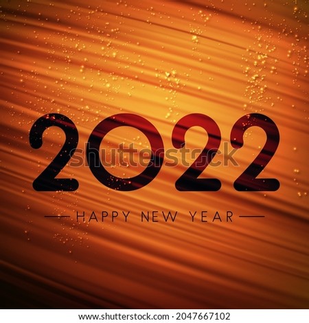 2022 sign onorange brush strokes background. Fogged glass effect. Vector holiday illustration.