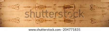 Detail of a copy of the Holy Shroud of Turin, Italy Royalty-Free Stock Photo #204771835