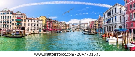 Grand Canal panorama near the Rialto bridge, Venice, Italy Royalty-Free Stock Photo #2047731533