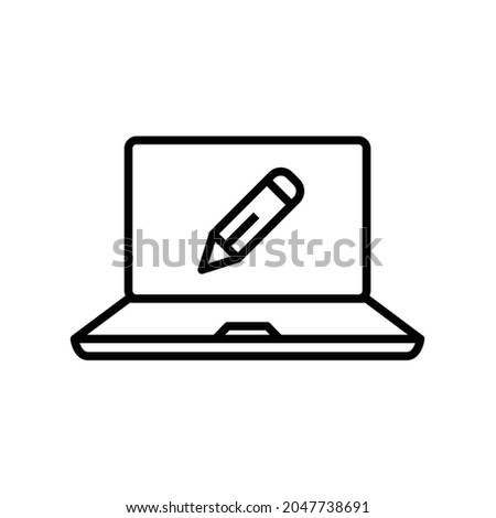 Laptop and pencil icon, eps 10