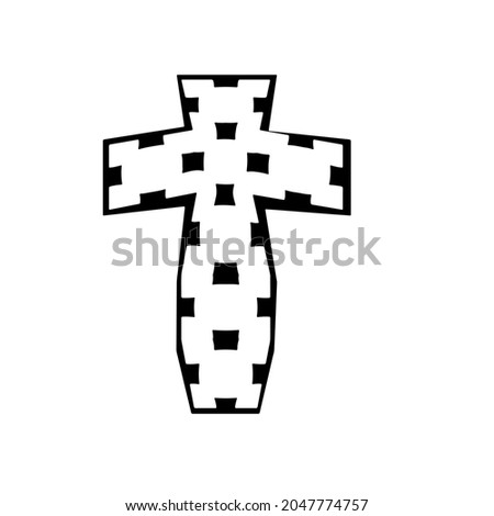 
cross with black and white patterns on a white background. 
