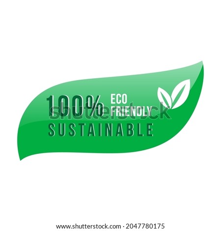 100%  sustainably grown eco product vector label