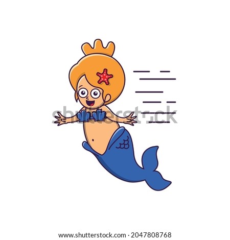 Illustration of cute mermaid mascot vector design