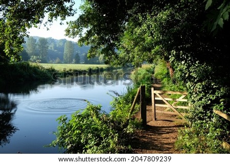 Morning light along the River Wey in Guildford, Surrey, UK Royalty-Free Stock Photo #2047809239