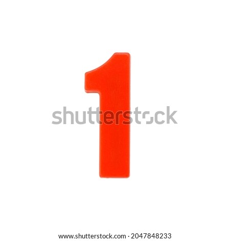 Shot of a number one made of red plastic with clipping path