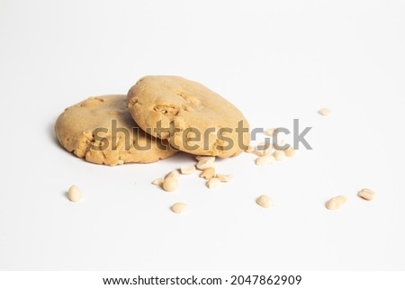 cookies isolated on white background. Sweet dessert biscuits. Homemade pastry. Top close shot.