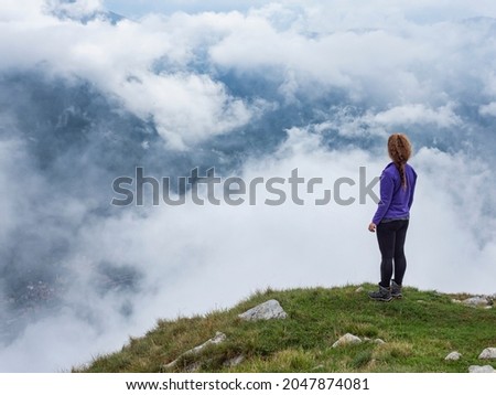 Trekking scene in a cloudy day