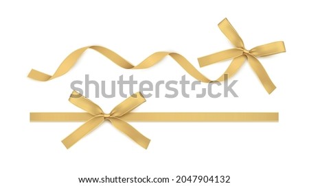 Gold Ribbon and Bow isolated. Golden Vector Decoration for Gift Cards, for Gift Boxes or Christmas illustrations.