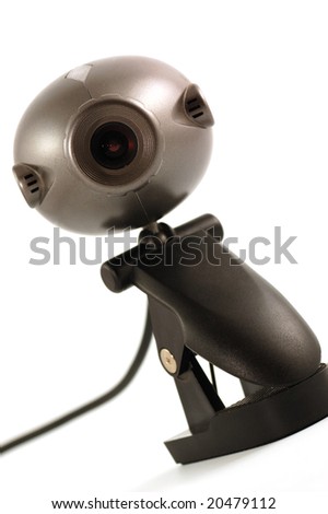 Web camera on white background with cord