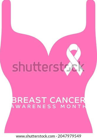 Pink sleeveless with ribbon. Breast cancer awareness month. Vector illustration.