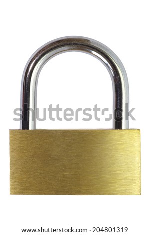 New metal padlock isolated on white background 