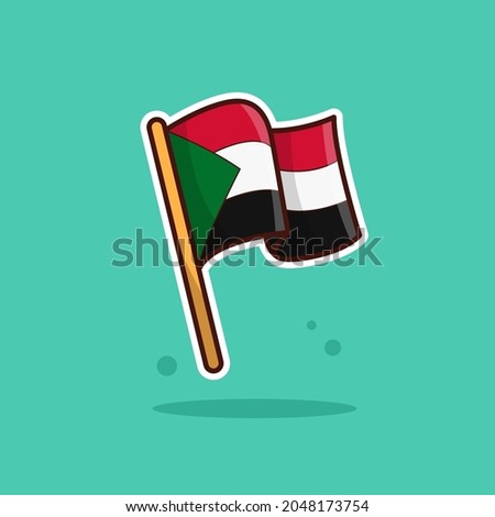 Sudan National Flag Cartoon Vector Illustration. Good Used for Sticker, Logo, Icon, Clipart, Etc - EPS 10 Vector