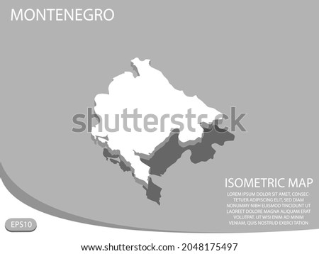 white isometric map of Montenegro elements gray
 background for concept map easy to edit and customize. eps 10