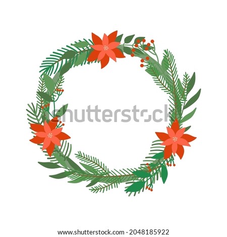Vector Christmas wreath isolated on white background