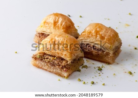 Turkish baklava cake with walnut filling Royalty-Free Stock Photo #2048189579