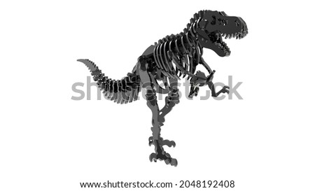 dinosaur bone skilet on a white background 3d render