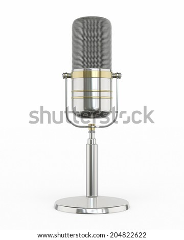 Microphone retro silver front view (isolated and clipping path)