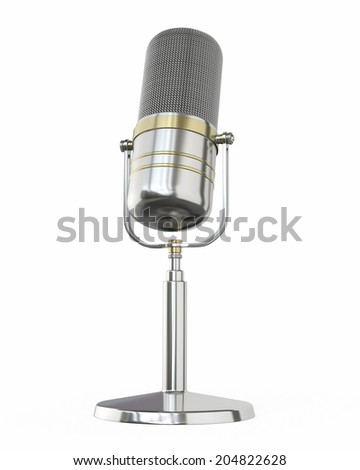 Microphone retro silver perspective view (isolated and clipping path)