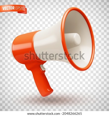 Vector realistic illustration of a red and white megaphone on a transparent background. Royalty-Free Stock Photo #2048266265