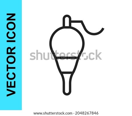 Black line Fishing float icon isolated on white background. Fishing tackle.  Vector