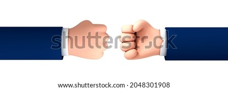 Hands of businessman making fist bump isolated on white background. Vector cartoon style