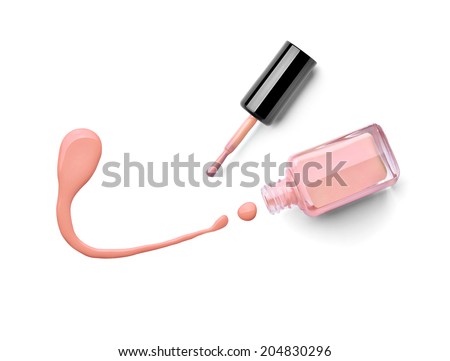collection of various nail polish bottle and drop on white background. each one is shot separately Royalty-Free Stock Photo #204830296