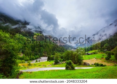 Mountains near the Zermatt town in the Valais canton of Switzerland