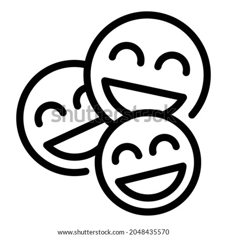 Group laugh emoji icon. Outline group laugh emoji vector icon for web design isolated on white background Royalty-Free Stock Photo #2048435570
