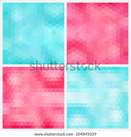 Happy abstract aquamarine and pink geometric backgrounds 