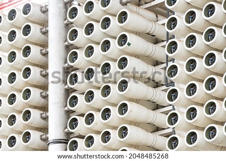 The reverse osmosis equipment in a desalination plant. Royalty-Free Stock Photo #2048485268