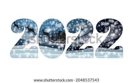 New 2022 year, greeting  card with Santa Claus, vector illustration