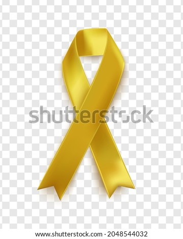 Sarcoma and Bone Cancer Awareness Week. The ribbon is yellow, isolated on a transparent background. Vector design template for a poster.