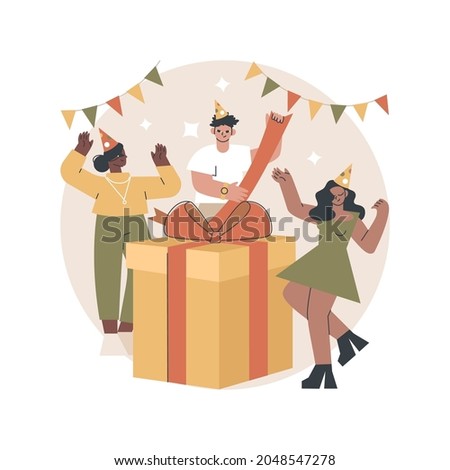 Gift-opening party abstract concept vector illustration. Day-after party, gift-opeing together, family celebration tradition, getting present, guest invitation, brunch event abstract metaphor.