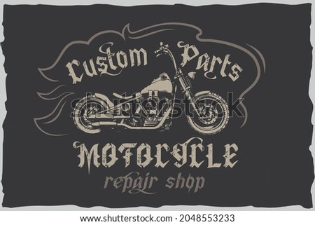 Motorcycle custom repair vector emblem.