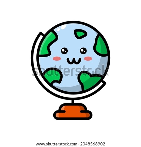cute globe icon illustration vector graphic