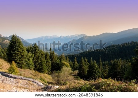 A view of Pindos or Pindus mountains, Thessaly, Greece