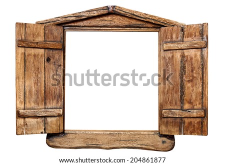 wooden window isolated on white Royalty-Free Stock Photo #204861877