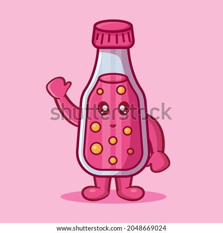 cute bottle juice mascot smile isolated cartoon in flat style