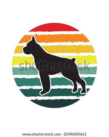 Rottweiler Retro Sunset Design template. Vector design template for logo, badges, t-shirt, POD and book cover. Isolated white background.