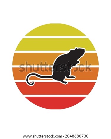 Rats Retro Sunset Design template. Vector design template for logo, badges, t-shirt, POD and book cover. Isolated white background.