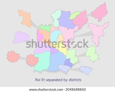 Roi Et province by district. vector Royalty-Free Stock Photo #2048688860