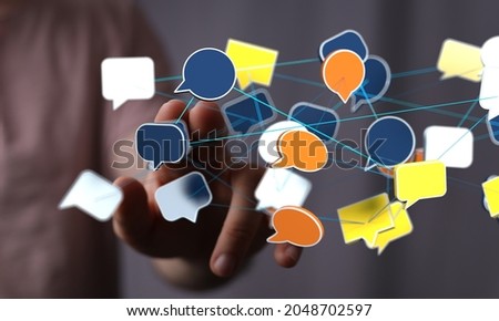 touching messaging and chatting icon. Chat concept