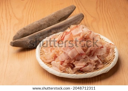 Katsuobushi,  Ingredients for Japanese cuisine made by smoking and fermenting skipjack tuna.