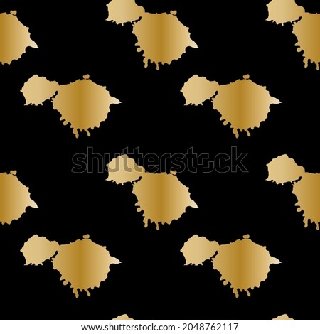 Seamless vector pattern with gold blotches on black isolated hand drawn background.Abstract textures,stains,splatter doodle style.Designs for textiles,fabric,wrapping paper,packaging,social media.