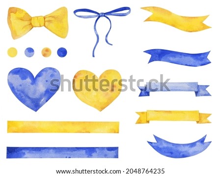Watercolor newborn hand drawn collection for party baby shower arrival decoration set with ribbon, heart, bow, banner, bunting, garland and confetti. 
