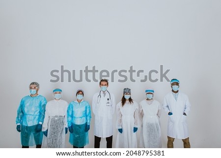 2020 heroes. Image with medical staff, nurses and doctors. Concept about health care and medicine